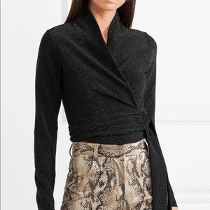 NWT Gianni Metallic Wrap Top